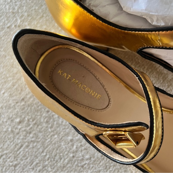 Kat Maconie Gold Mirror "Maggie" Mary Jane Heels Size 9 - Picture 6 of 11